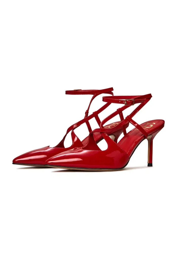 Patent Strappy Heels - Red