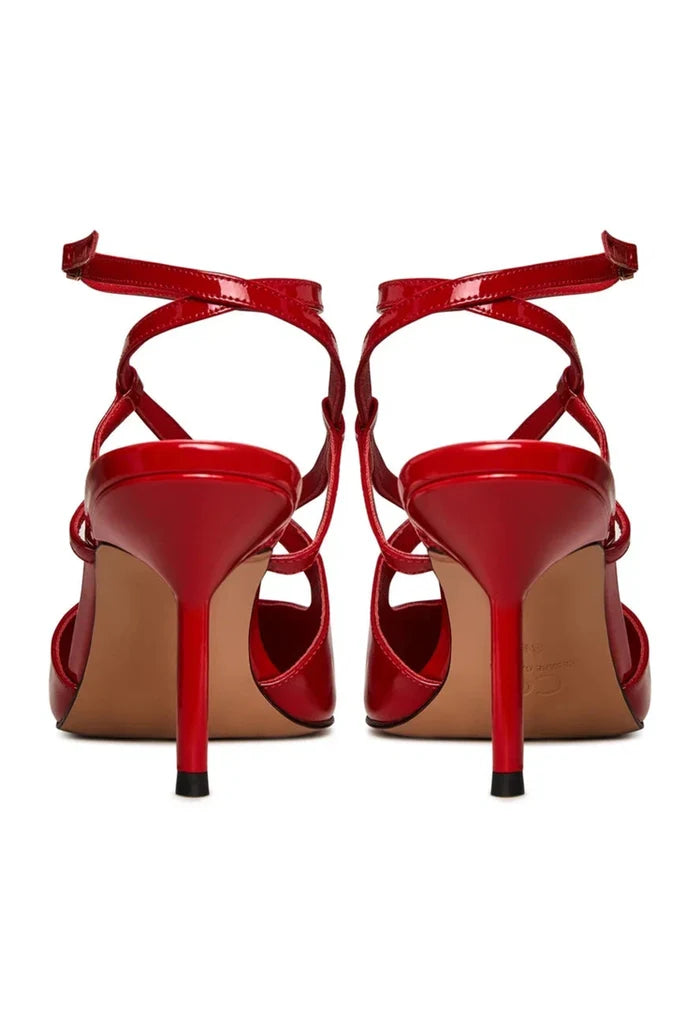 Patent Strappy Heels - Red