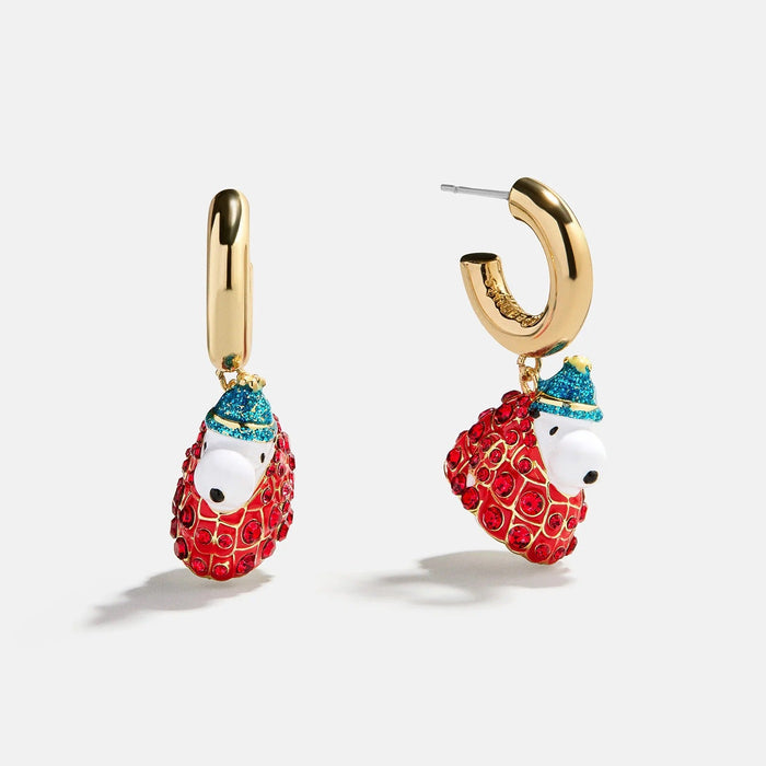 Peanuts Snoopy Puffer Jacket Earrings - Red