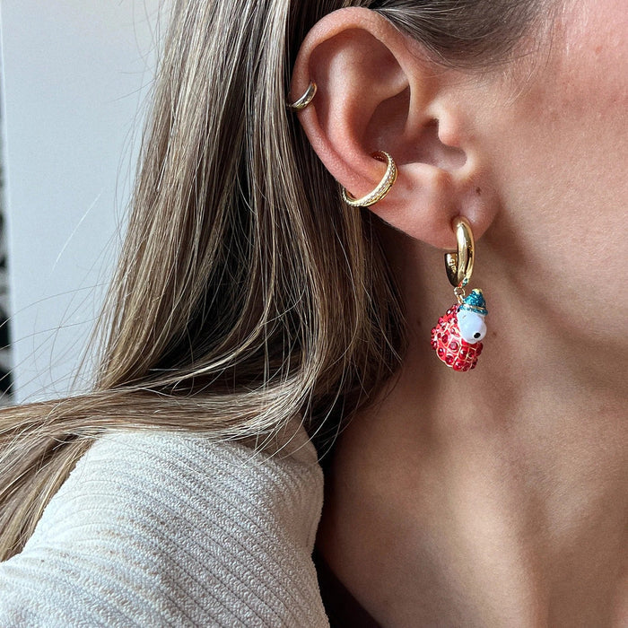 Peanuts Snoopy Puffer Jacket Earrings - Red