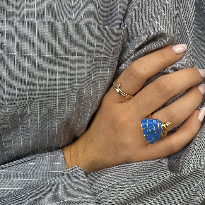 Peanuts Snoopy Puffer Jacket Ring - Gold/Blue