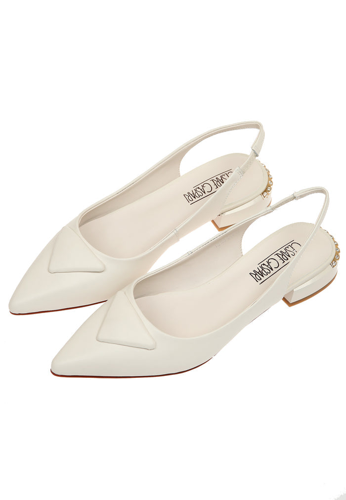 Pearl Slingback Pumps - Beige