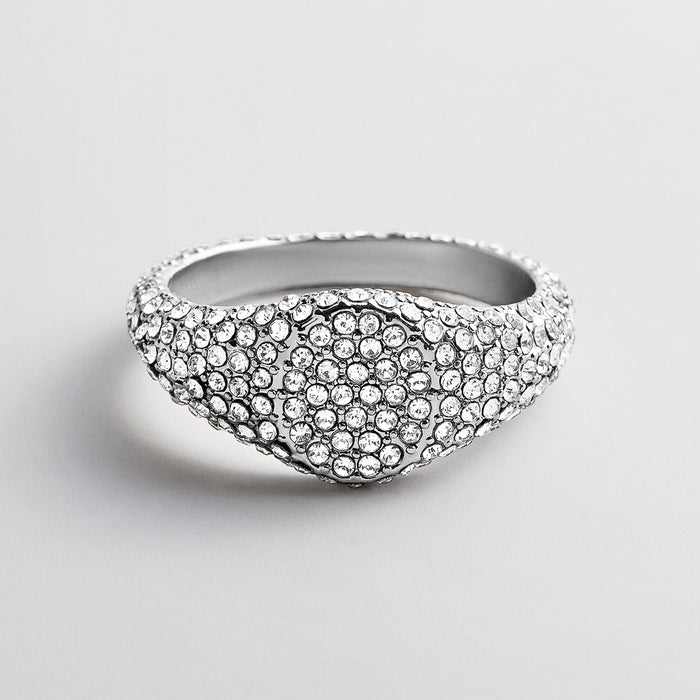 Penelope Signet Ring - Silver/Pavé