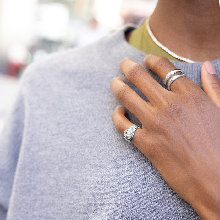 Penelope Signet Ring - Silver/Pavé