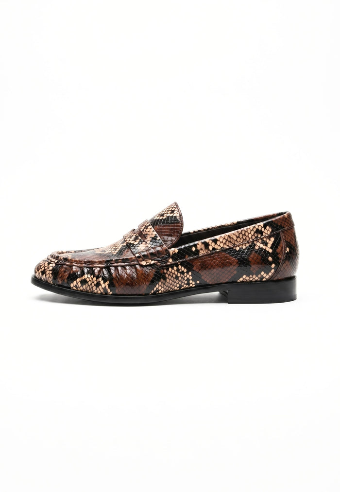 Penny Python Loafers – Brown