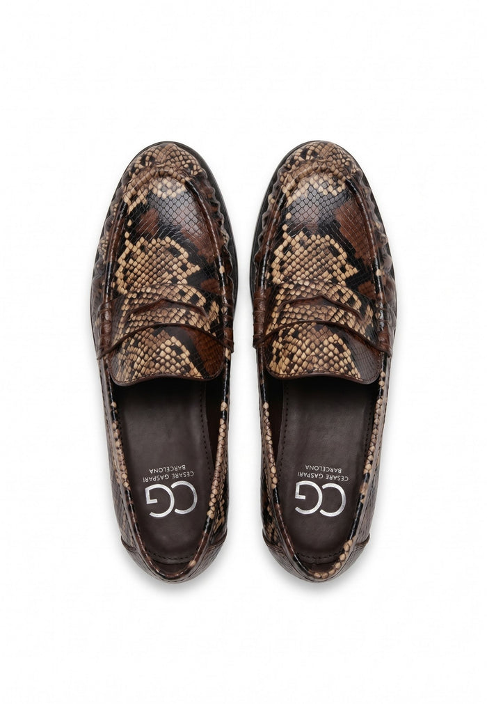 Penny Python Loafers – Brown
