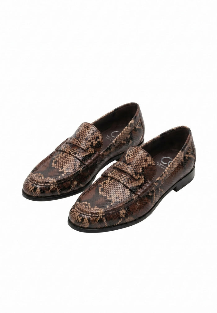 Penny Python Loafers – Brown