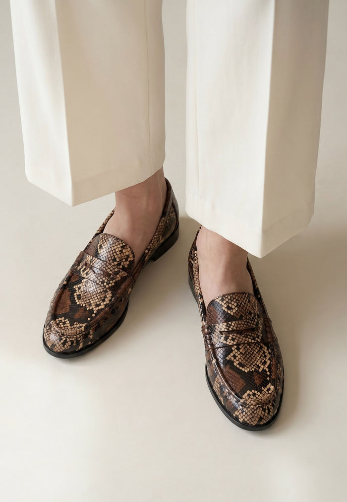 Penny Python Loafers – Brown