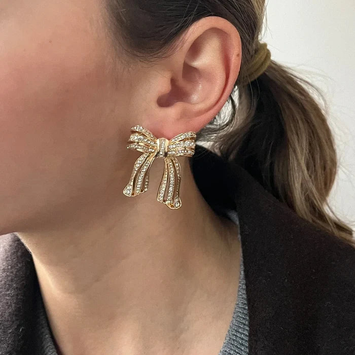 Perfectly Tied Bow Statement Earrings - Bow