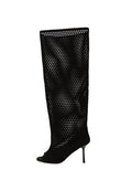 Perforated Knee-High Boots – Black