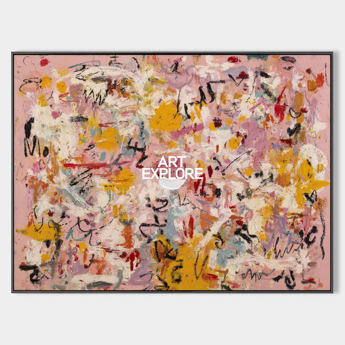 Pink Horizon | Large Horizontal Abstract Expressionist Wall Art For living room – ArtExplore