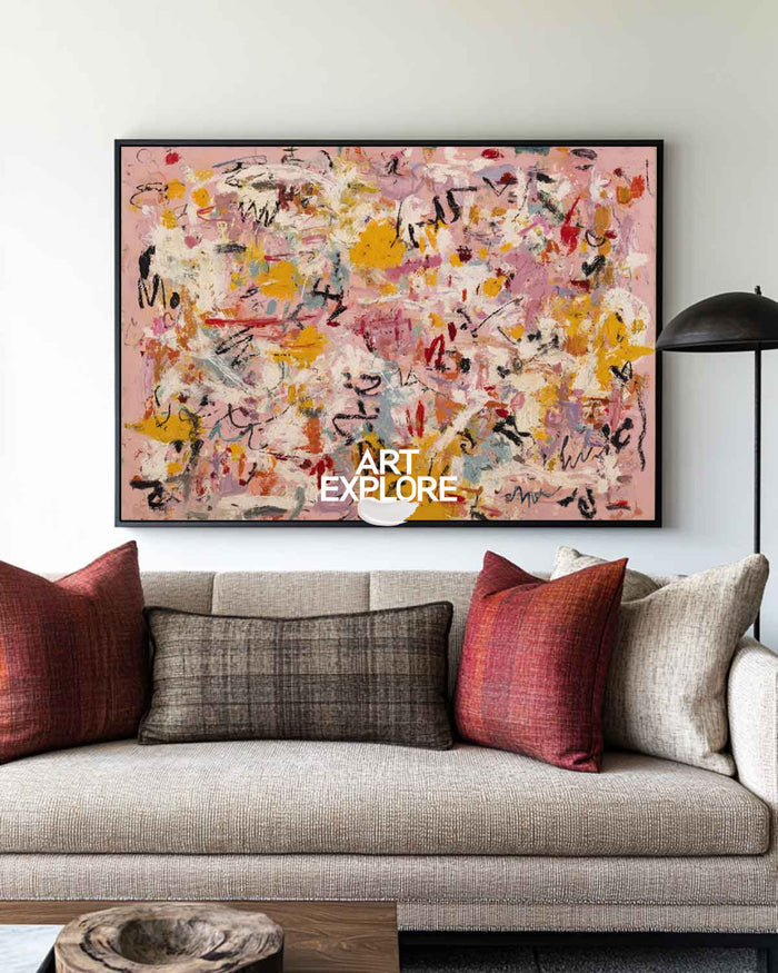 Vibrant Living Room Focal Point - Hand-Painted Modern Canvas Art