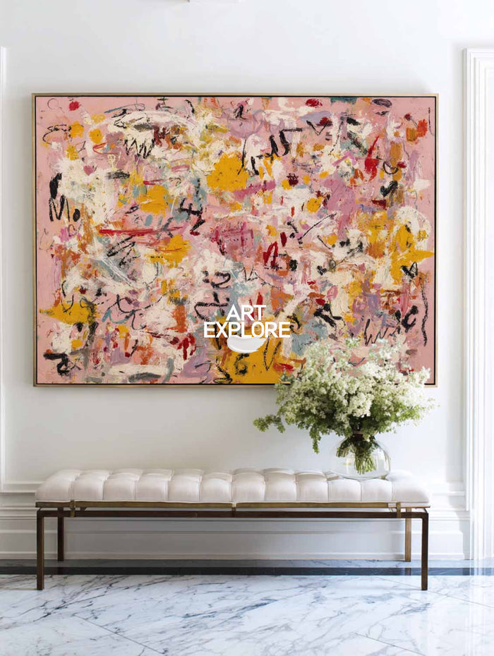 The Statement Suite Piece: Large-Scale Pink & Yellow Abstract Art