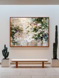 Romantic Floral Abstract Painting Large Pink Rose Garden Canvas Art