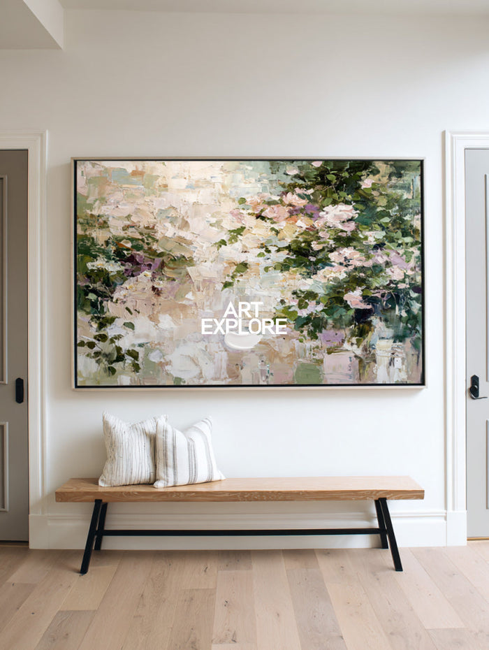 Modern Palette Knife Flower Painting Custom Large Statement Art