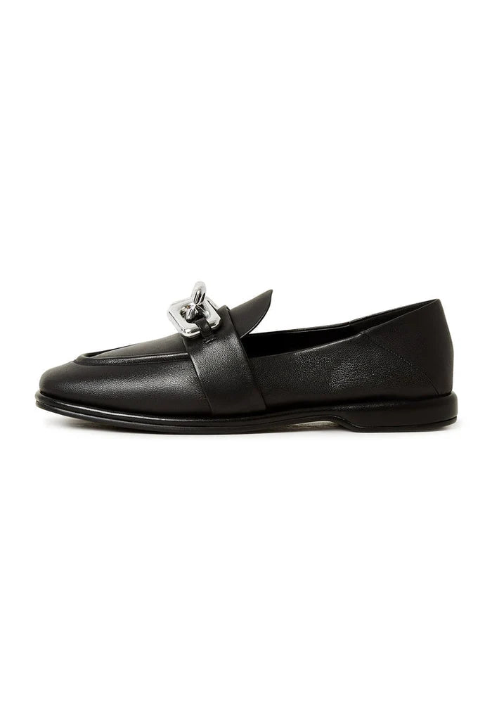 A stylish pair of Valeria black platform loafers, the perfect choice for women looking for trendy black platform shoes.
