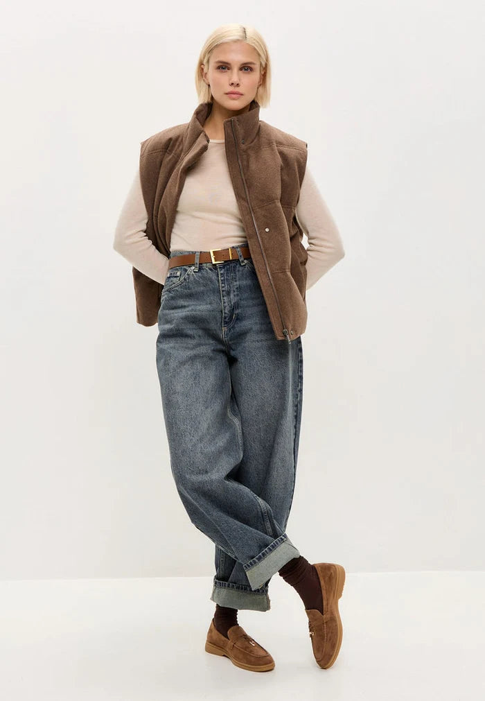A pair of stylish brown platform moccasins named Aurelia, perfect for women's footwear fashion enthusiasts.