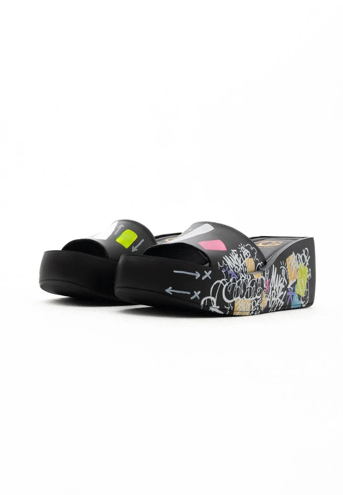 A pair of sleek black high heel mules, stylish and fashionable women's footwear, perfect for any occasion from Platform Mule.