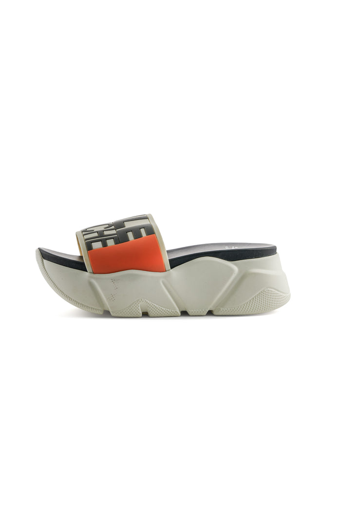 Platform Slide Sandals – White