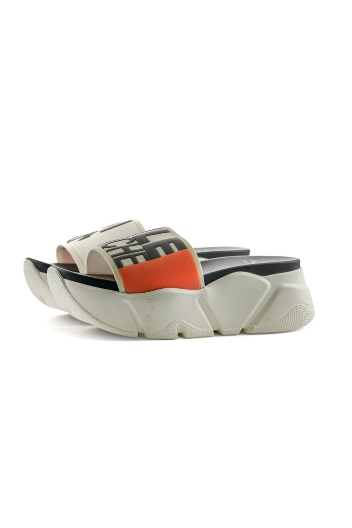 Platform Slide Sandals – White