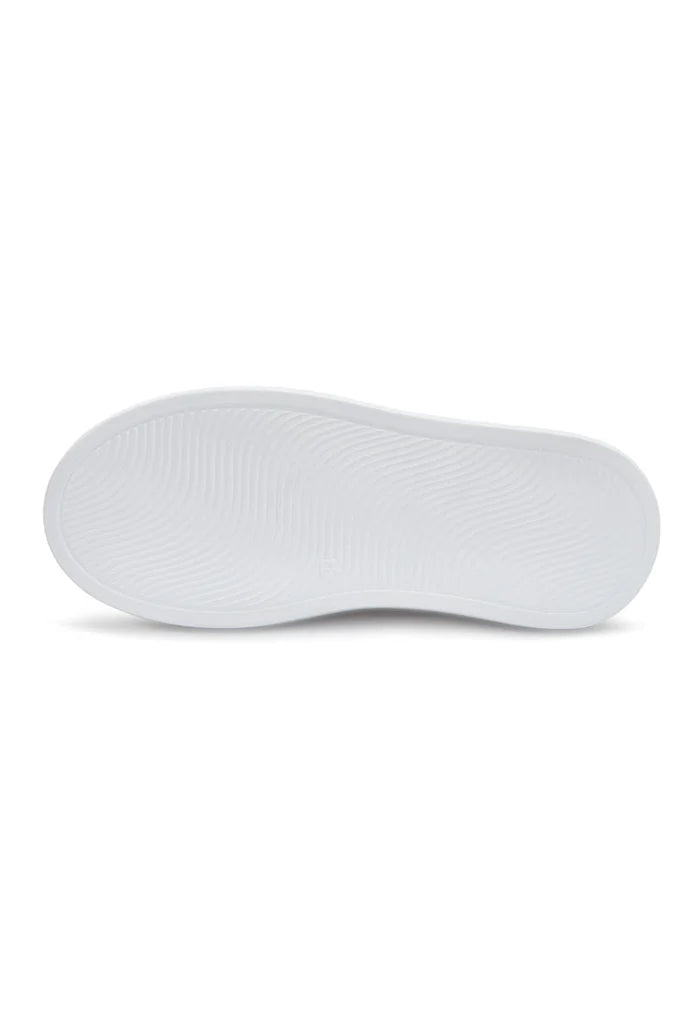 A stylish pair of slip-on platform white loafers for women - perfect for casual footwear.