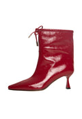 Pointed Toe Kitten Ankle Boots – Patent Red