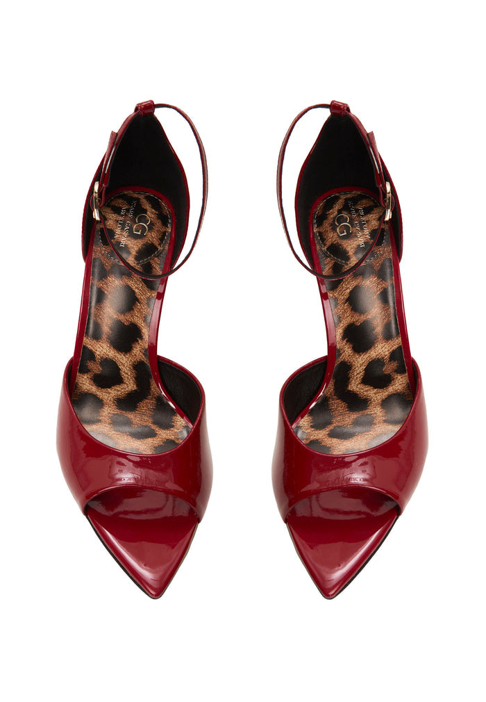 Pointed-Toe Stiletto Sandals – Leather Bordeaux