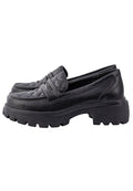 Quilted Grip Platform Loafers – Black