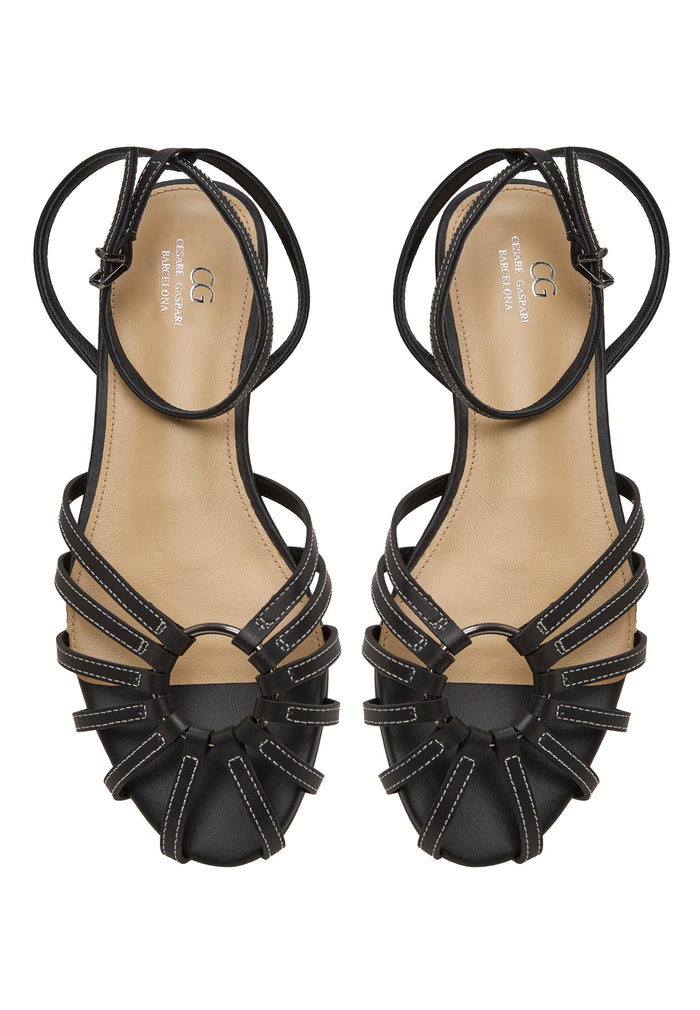 Radiant Strap Flat Sandals - Black