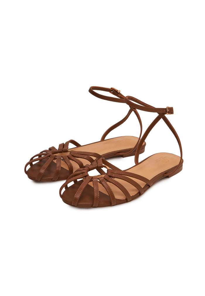 Radiant Strap Flat Sandals - Brown