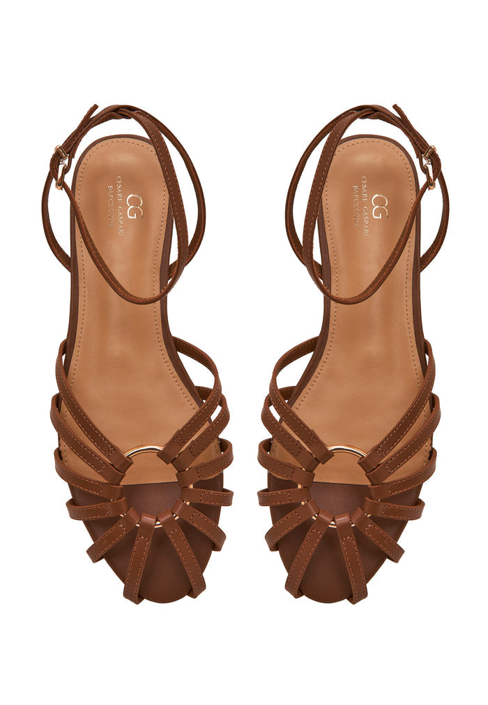 Radiant Strap Flat Sandals - Brown