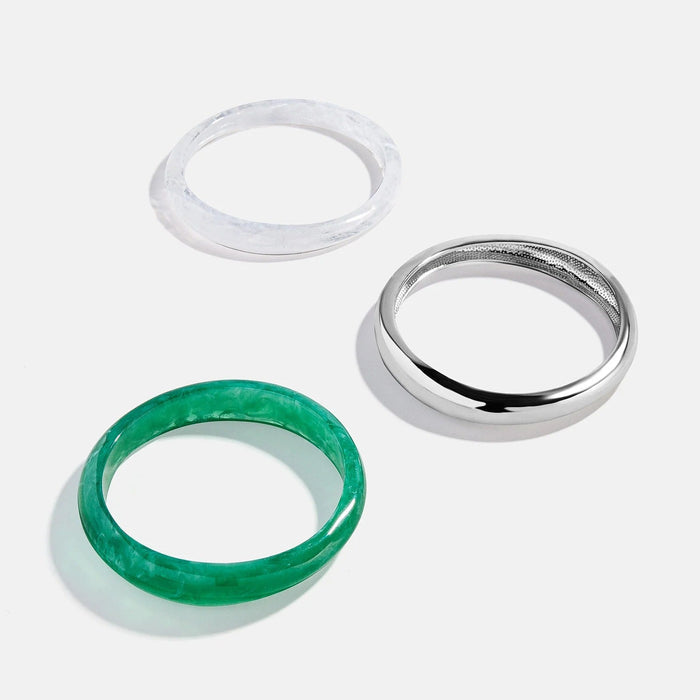 Raven Resin Bangle Set - Malachite