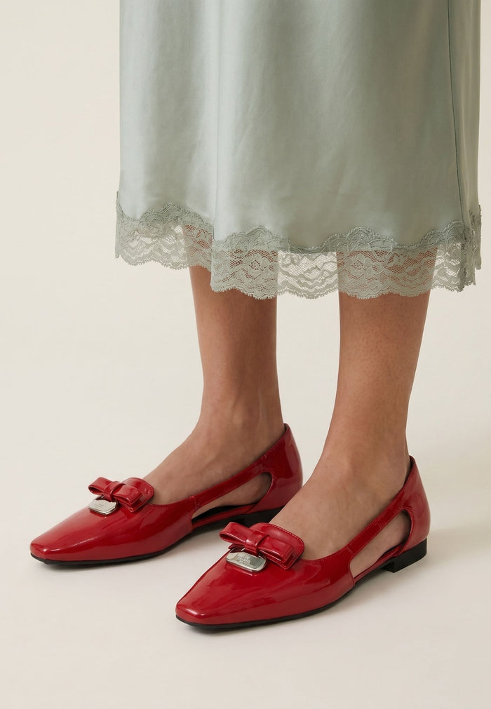 Refined Elegance Cutout Flats - Red