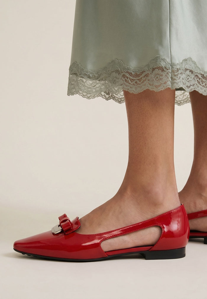 Refined Elegance Cutout Flats - Red