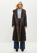 Stay stylish and cozy this winter with a reversible long faux shearling coat featuring a chic animal print design. This trendy winter outerwear essential will keep you warm and on-trend all season long.