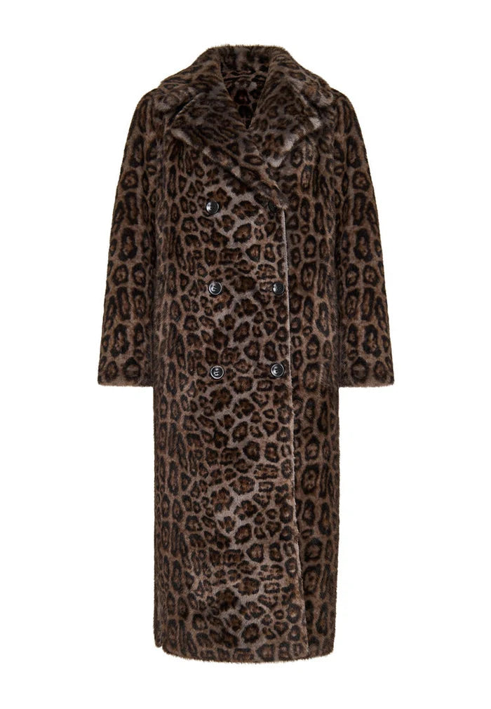 Stay warm and stylish this winter with this trendy reversible long faux shearling coat featuring a chic animal print design. Perfect for staying cozy in shearling winter outerwear.