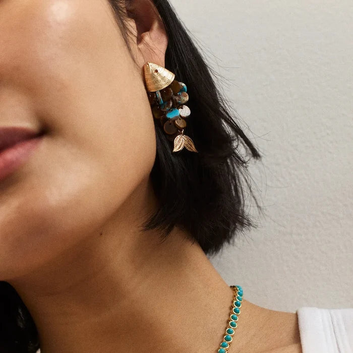 Ripple Effect Fish Earrings - Gold/Tiger’s Eye