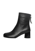 Round Toe Ankle Boots – Black Leather