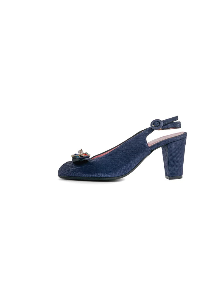 Royal Bloom Slingbacks - Navy Blue