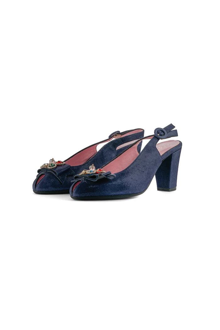 Royal Bloom Slingbacks - Navy Blue