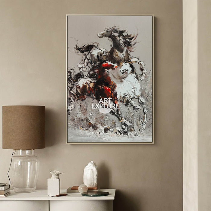 Running Horses Oil Painting Heavy Textured Horses Canvas Art Large Wild Horses Wall Art For Sale