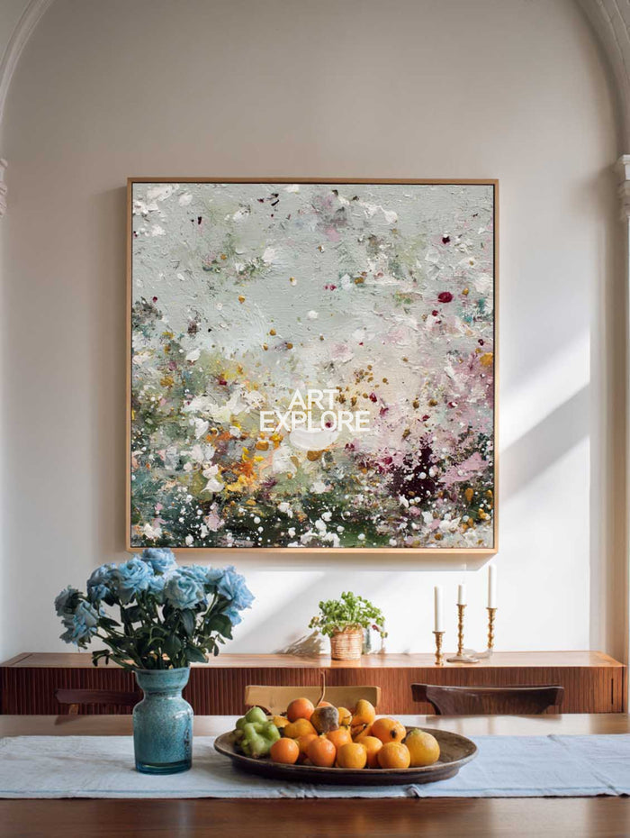 Organic Sage Green Abstract Art, Large Square Wall Painting – ArtExplore