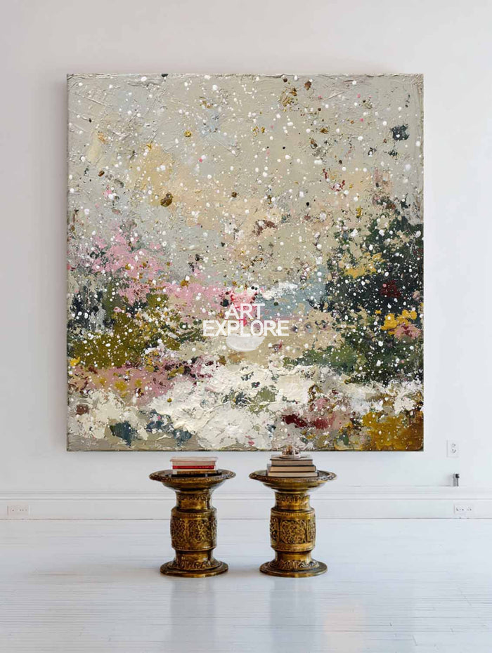 Large Sage Green Abstract Textured Wall Art for Office & Hotel Decor | ArtExplore