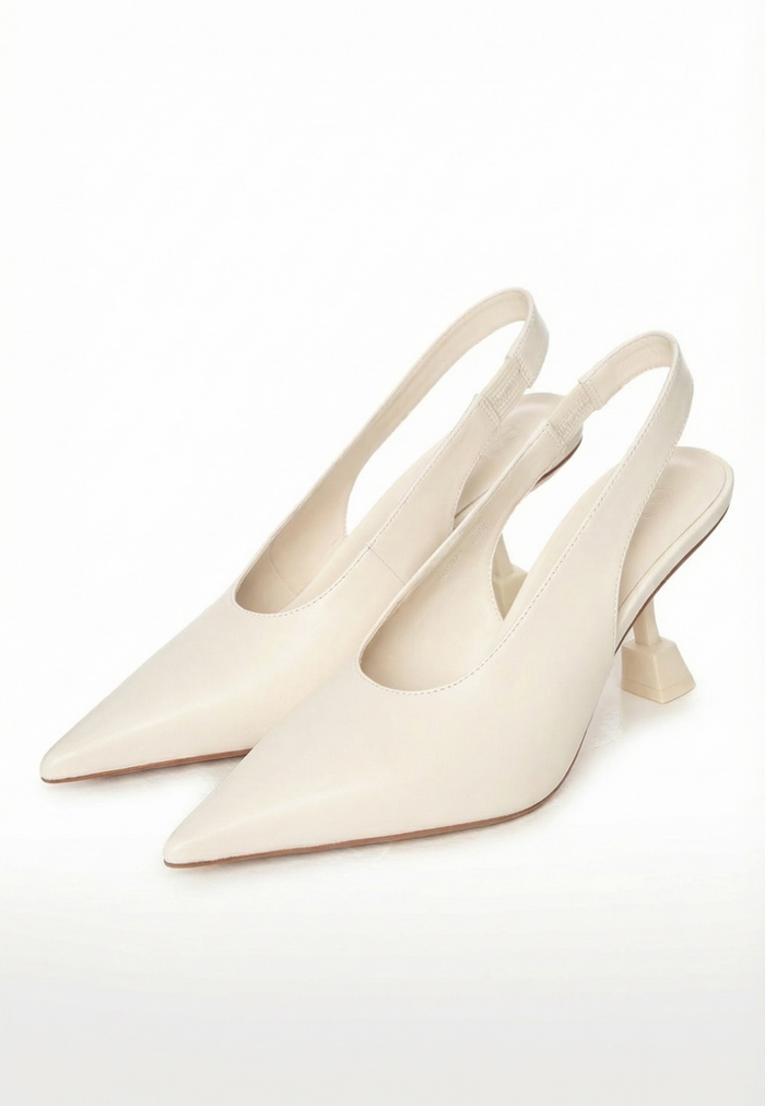 Scarlet Edge Slingback Heels – White