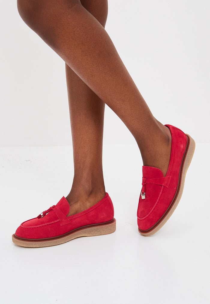Scarlet Suede Tassel Loafers