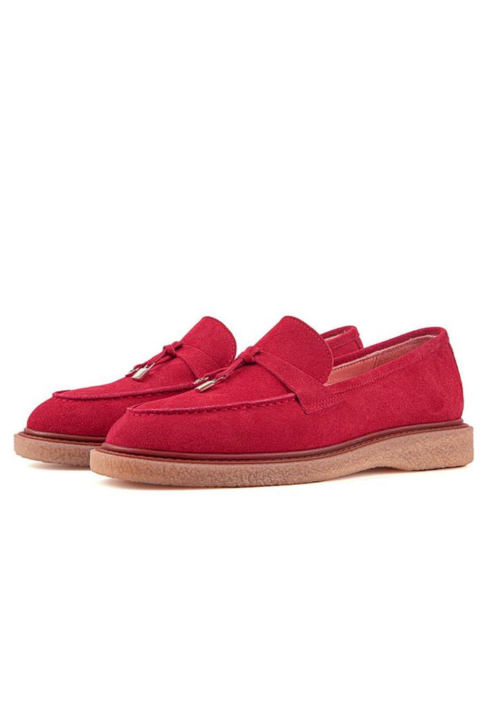 Scarlet Suede Tassel Loafers