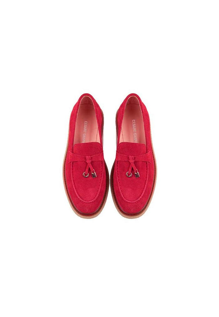 Scarlet Suede Tassel Loafers
