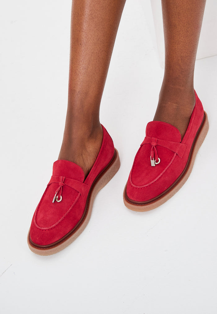 Scarlet Suede Tassel Loafers