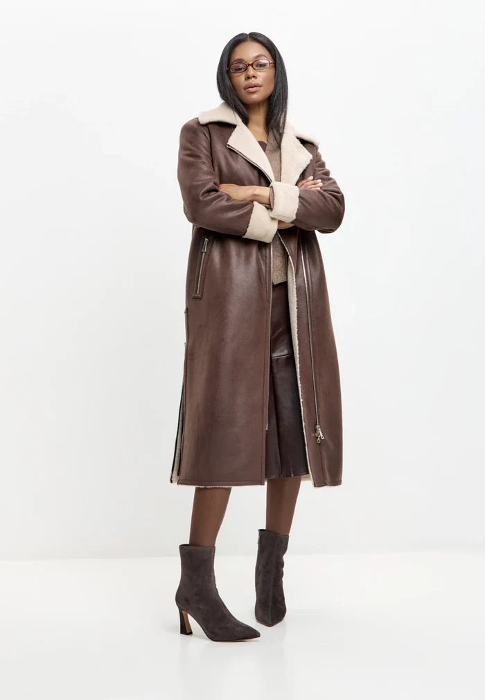 Sculpted Sleek-Heel Ankle Boot - Brown