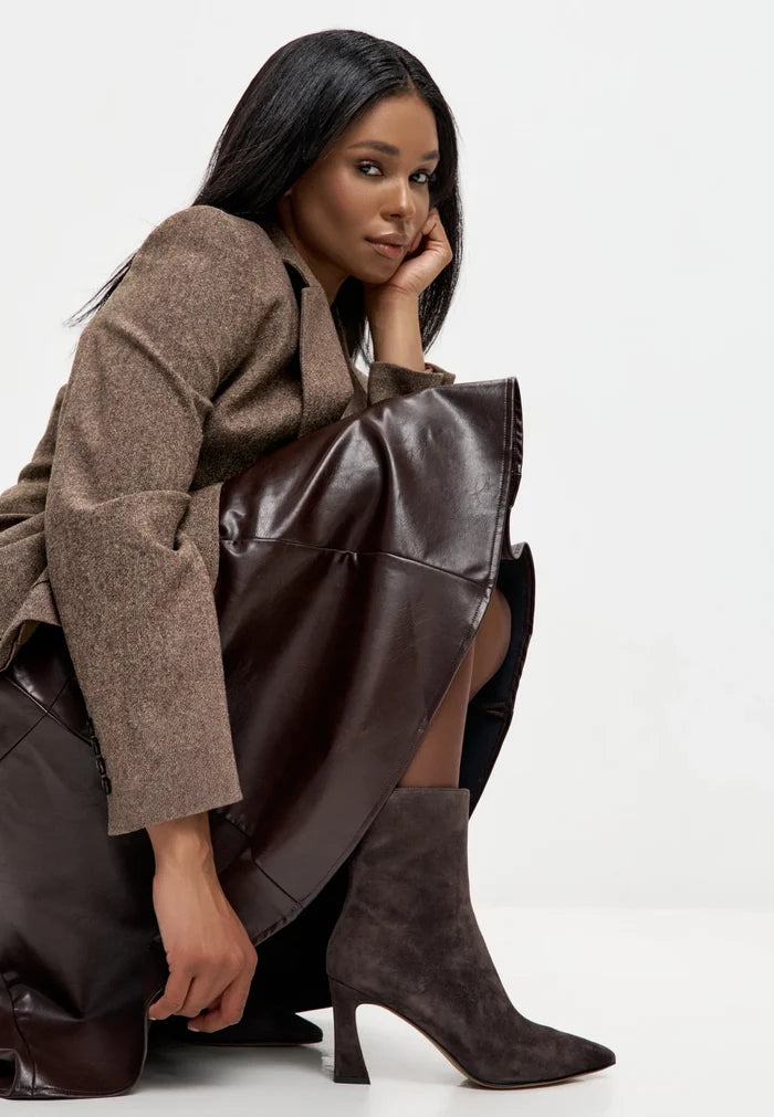 Sculpted Sleek-Heel Ankle Boot - Brown